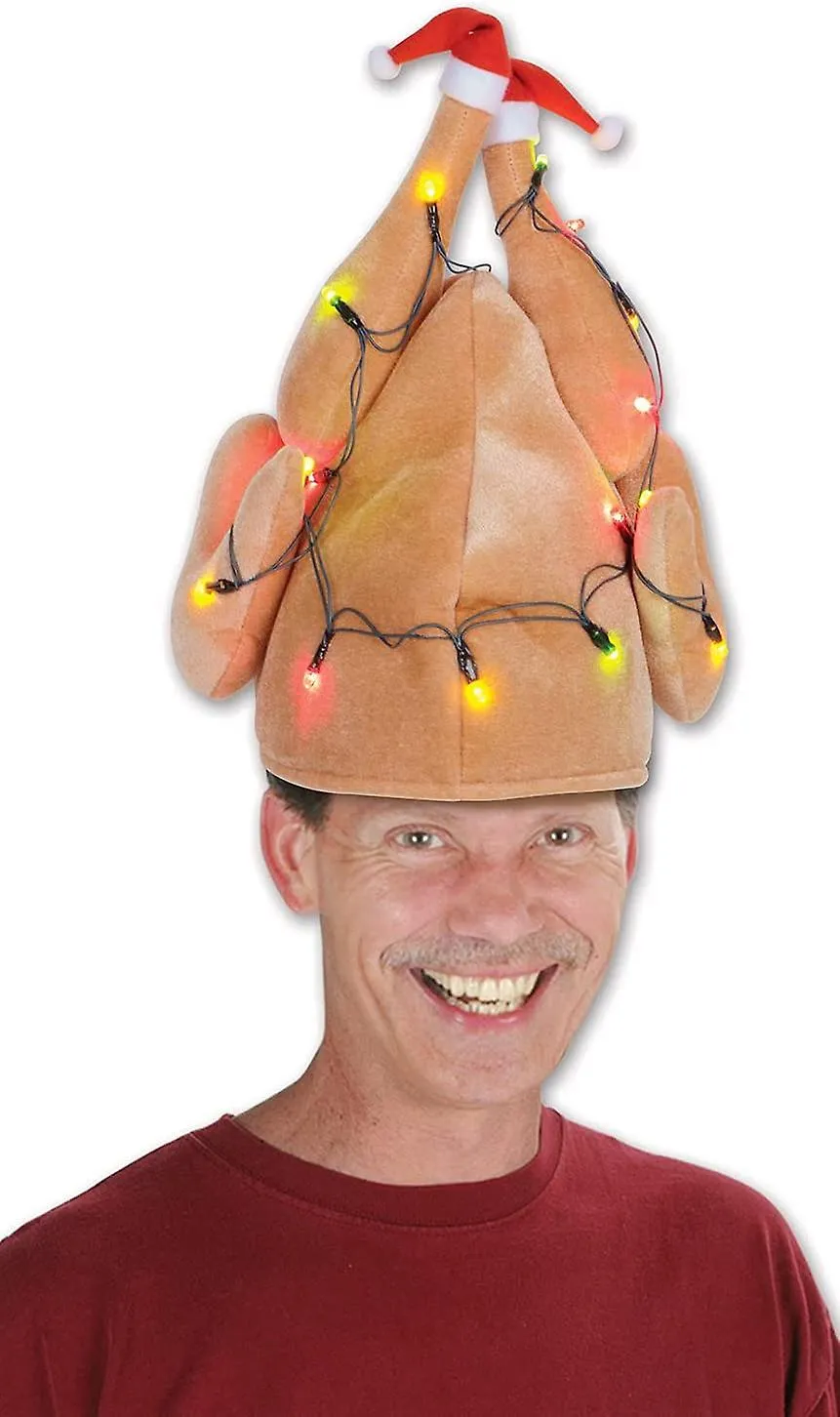 1 paquete de felpa brillante sombreros de pavo de Navidad, bronceado, talla única