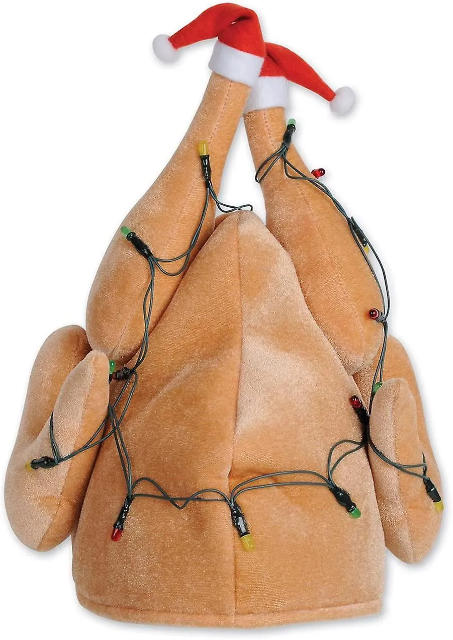 1 paquete de felpa brillante sombreros de pavo de Navidad, bronceado, talla única