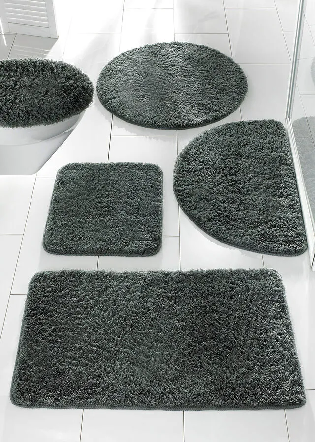 Alfombra de baño de pelo largo antracita