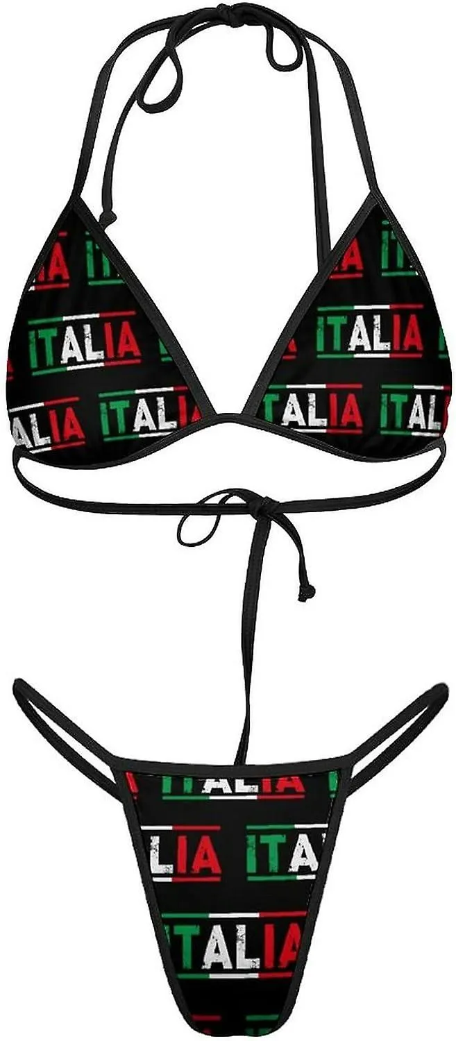 Bandera de Italia Conjuntos de bikini para mujer Traje de baño de 2 piezas Traje de baño sexy Triángulo halter Traje de baño-est