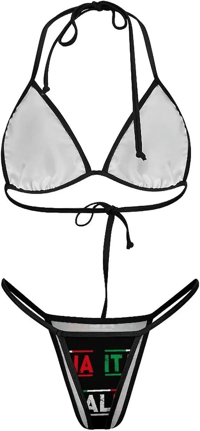 Bandera de Italia Conjuntos de bikini para mujer Traje de baño de 2 piezas Traje de baño sexy Triángulo halter Traje de baño-est