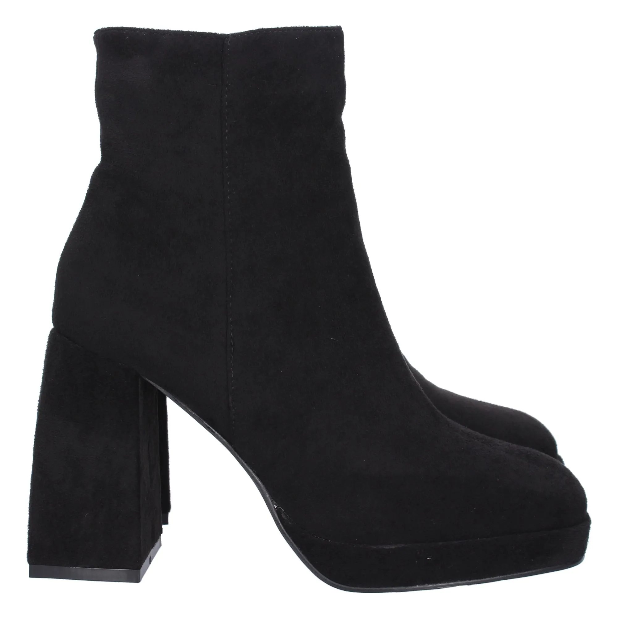 Botines de tacón ancho cómodo para mujer color negro