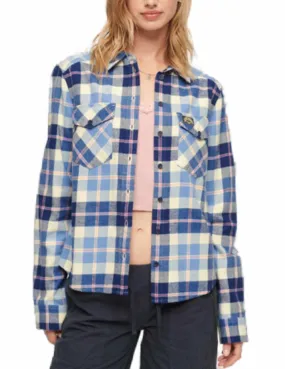 Camisa de felpa Superdry Lumberjack cuadro azul de mujer