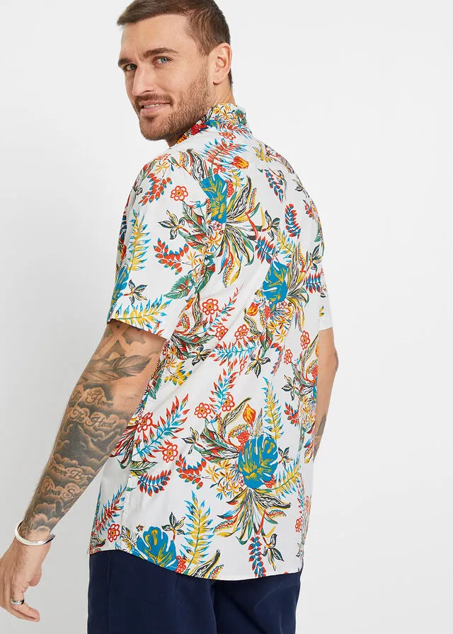 Camisa de manga corta Blanco de flores