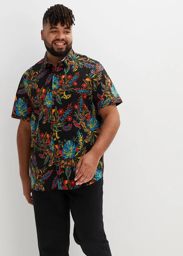 Camisa de manga corta Negro de flores