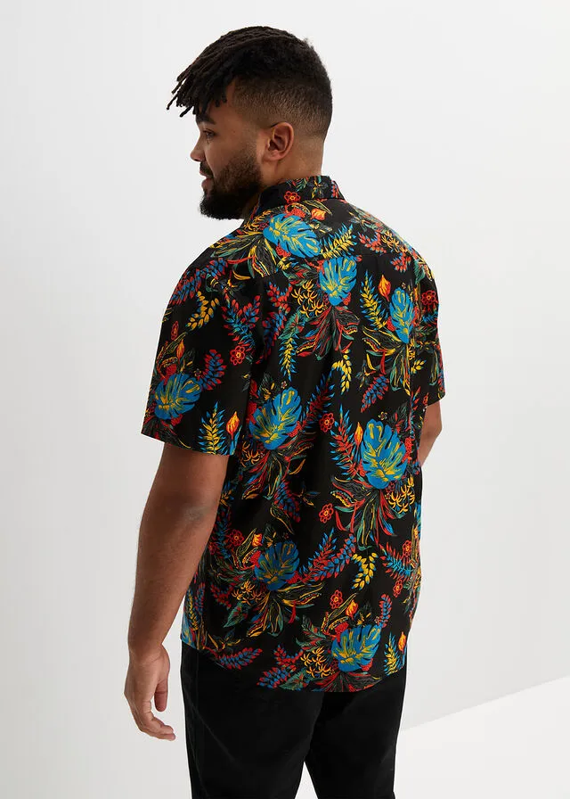 Camisa de manga corta Negro de flores