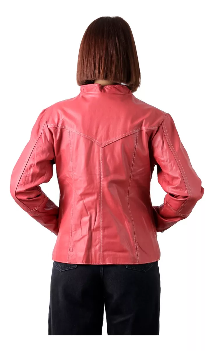 Campera De Cuero Vacuno 100% Legitimo De Mujer Coral - 143