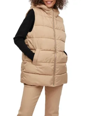 Chaleco Vila Vitate Beige Puffer Para Mujer