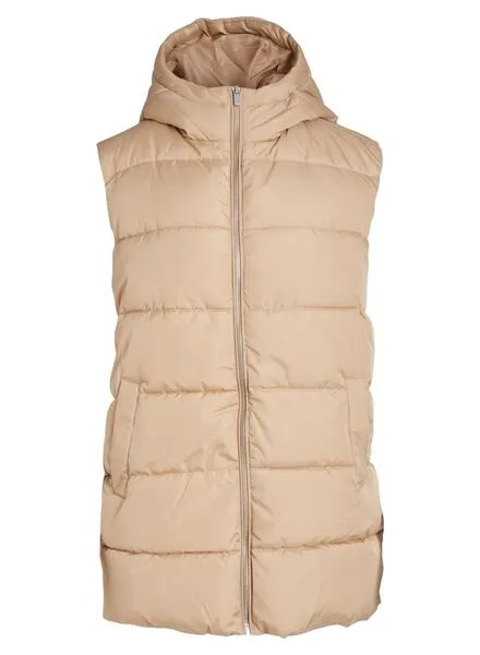 Chaleco Vila Vitate Beige Puffer Para Mujer