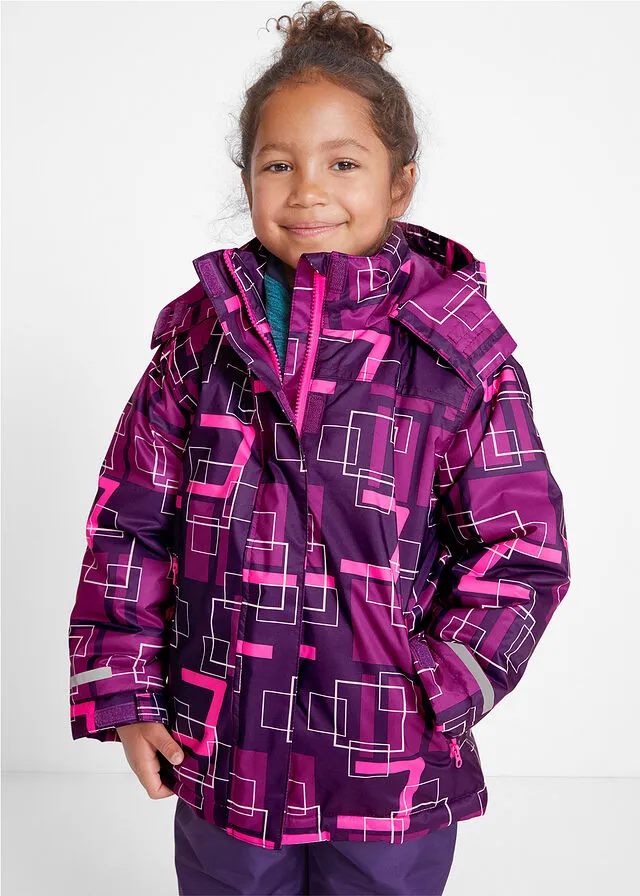 Chaqueta de esquí, impermeable y transpirable. Lila-ciruela-rosa neón