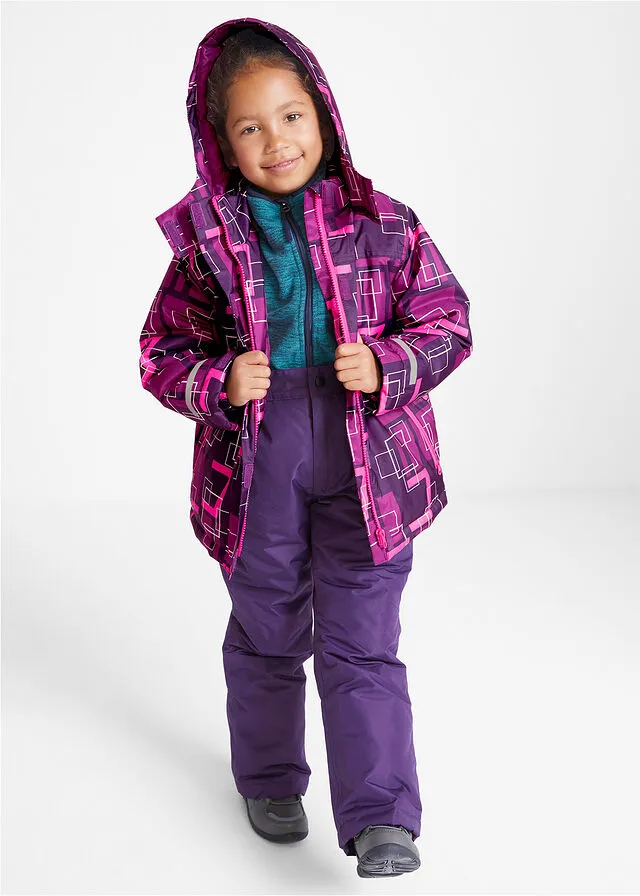 Chaqueta de esquí, impermeable y transpirable. Lila-ciruela-rosa neón