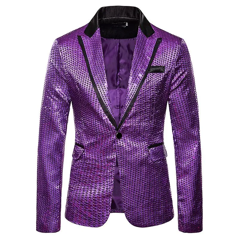 Chaqueta de lentejuelas brillantes para hombres Chaqueta Blazer Elegante one button Dinner Party Dress Suit Esmoquin de graduaci