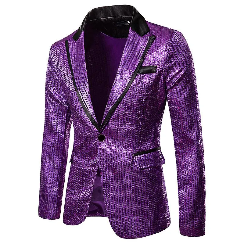 Chaqueta de lentejuelas brillantes para hombres Chaqueta Blazer Elegante one button Dinner Party Dress Suit Esmoquin de graduaci