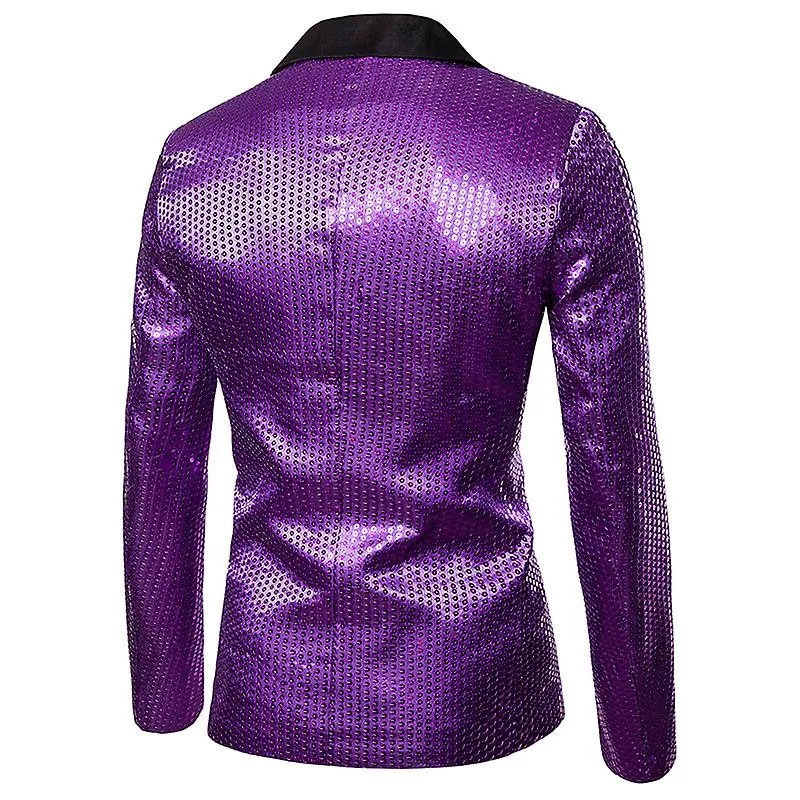 Chaqueta de lentejuelas brillantes para hombres Chaqueta Blazer Elegante one button Dinner Party Dress Suit Esmoquin de graduaci