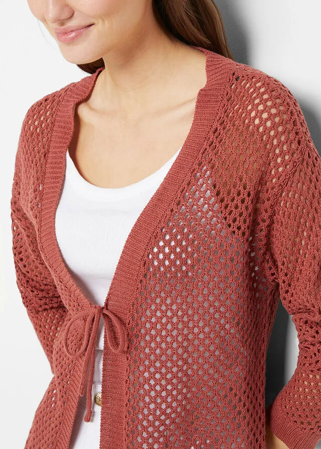 Chaqueta de punto holgada marrón marsala