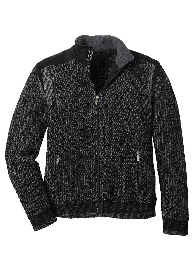 Chaqueta de punto texturizado Negro-gris humo