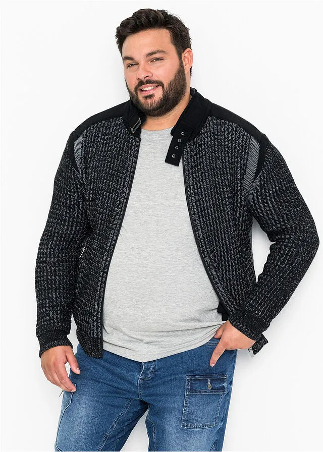 Chaqueta de punto texturizado Negro-gris humo