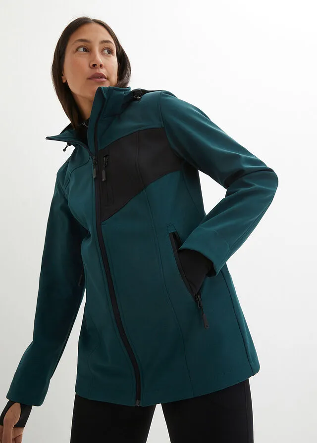 Chaqueta de tejido Softshell Verde petróleo