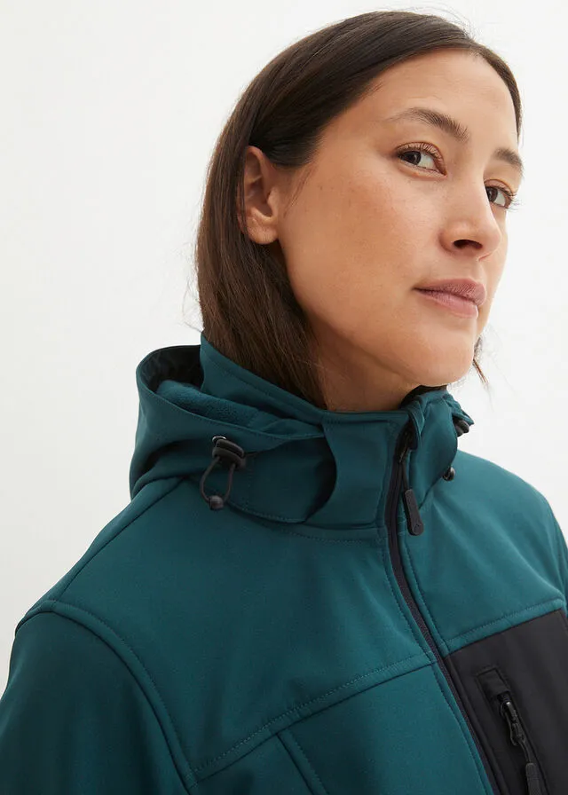 Chaqueta de tejido Softshell Verde petróleo