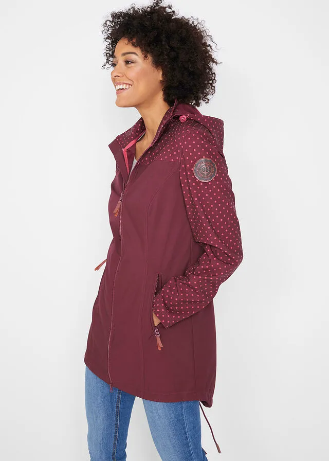 Chaqueta estampada de tejido Softshell, ajustada rojo avellana