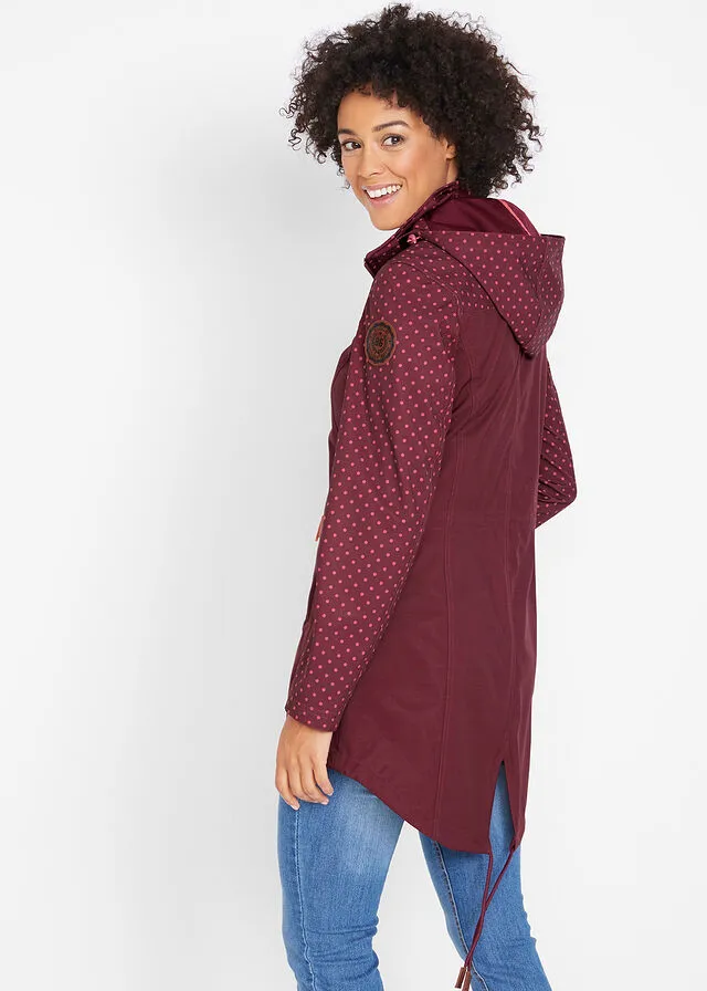 Chaqueta estampada de tejido Softshell, ajustada rojo avellana