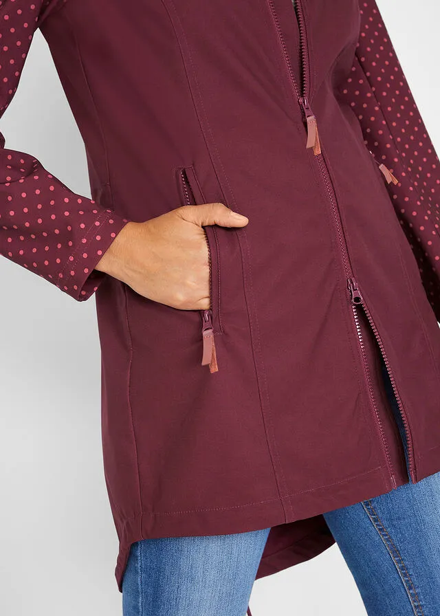 Chaqueta estampada de tejido Softshell, ajustada rojo avellana