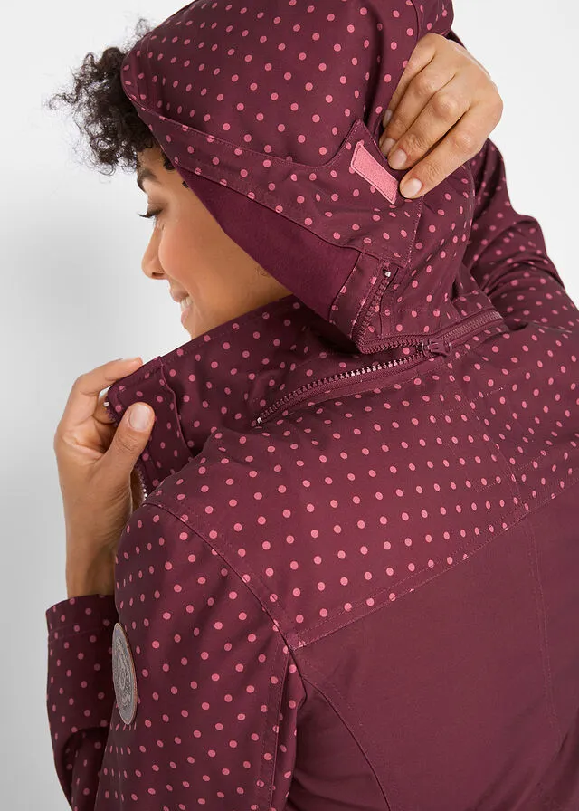 Chaqueta estampada de tejido Softshell, ajustada rojo avellana