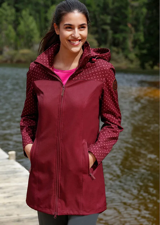 Chaqueta estampada de tejido Softshell, ajustada rojo avellana