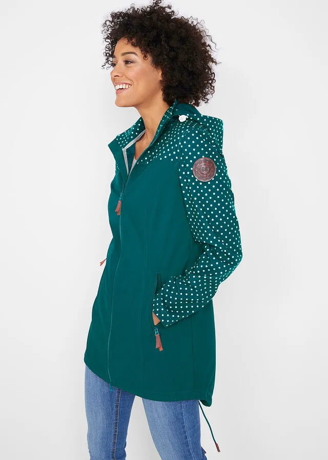 Chaqueta estampada de tejido Softshell, ajustada turquesa