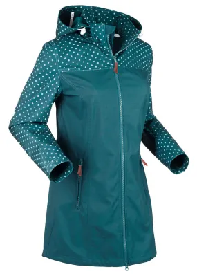 Chaqueta estampada de tejido Softshell, ajustada turquesa