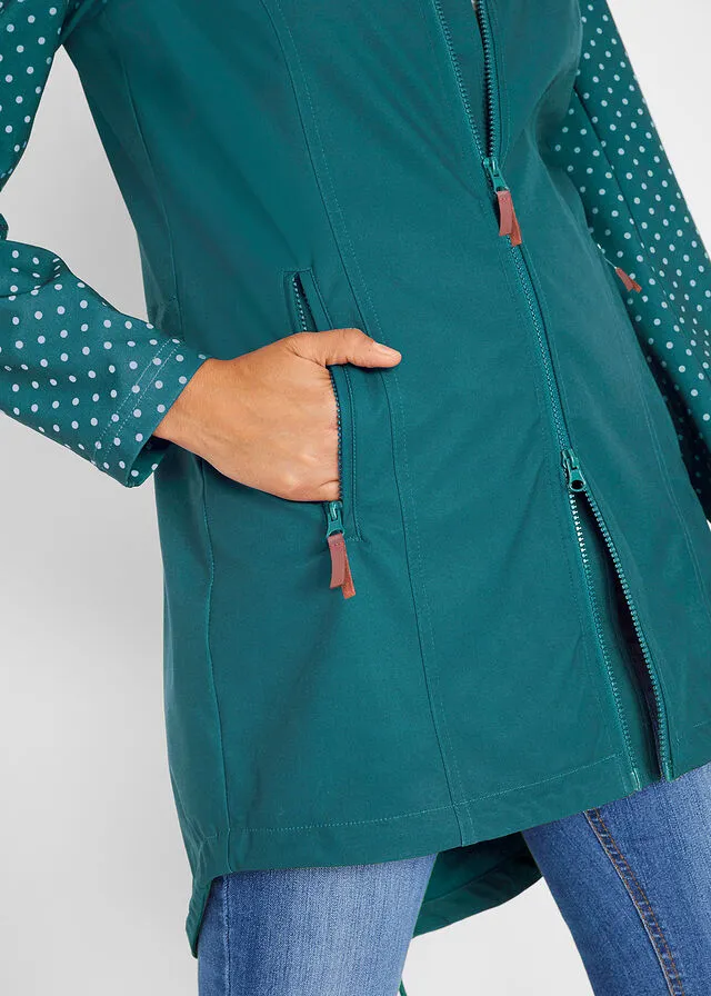 Chaqueta estampada de tejido Softshell, ajustada turquesa