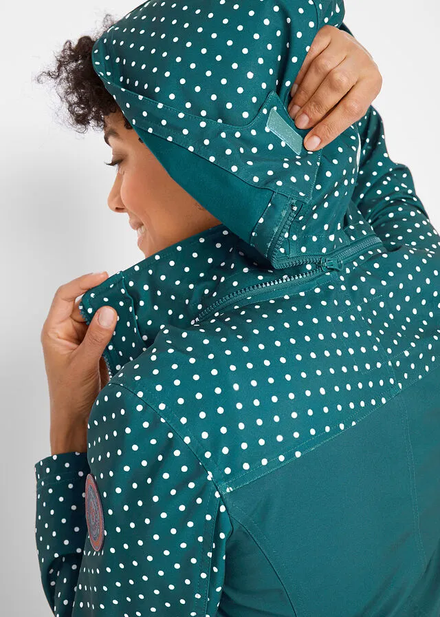 Chaqueta estampada de tejido Softshell, ajustada turquesa