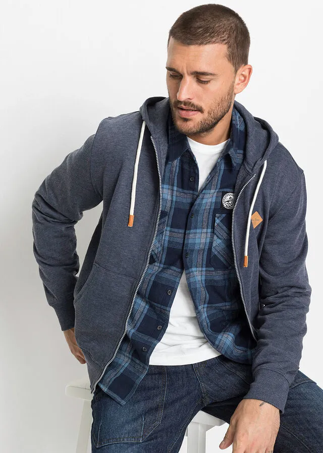 Chaqueta tipo sudadera con capucha Azul oscuro jaspeado