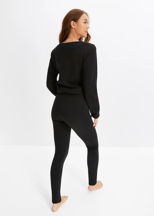 Leggings de pijama Negro-gris pizarra