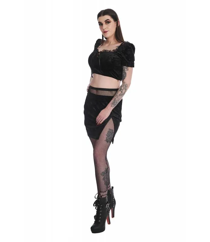 Mini Falda Negra Terciopelo Chandelier Slit Banned SK25536