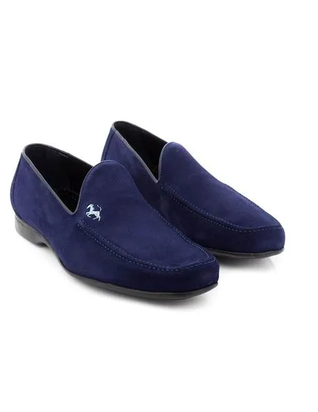 mocasin esteve de piel serraje azul 1005