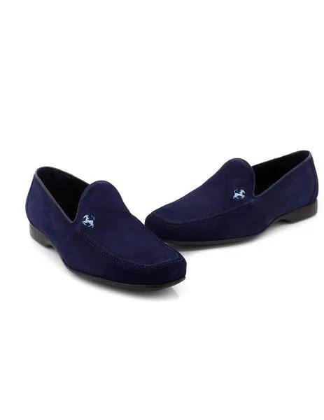 mocasin esteve de piel serraje azul 1005