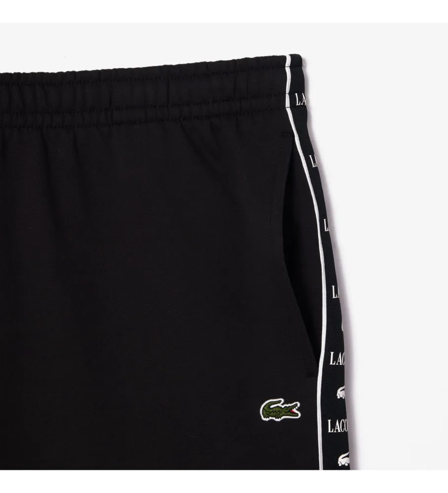 Pantalón corto Jogger de felpa con raya del logo negro