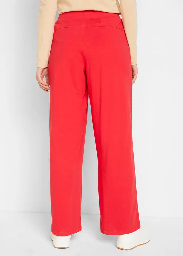 Pantalón de chándal ancho de algodón rojo intenso