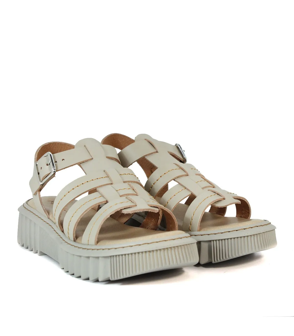 SANDALIAS DE PIEL ESPARTANAS BEIGE APLAUSO 5432