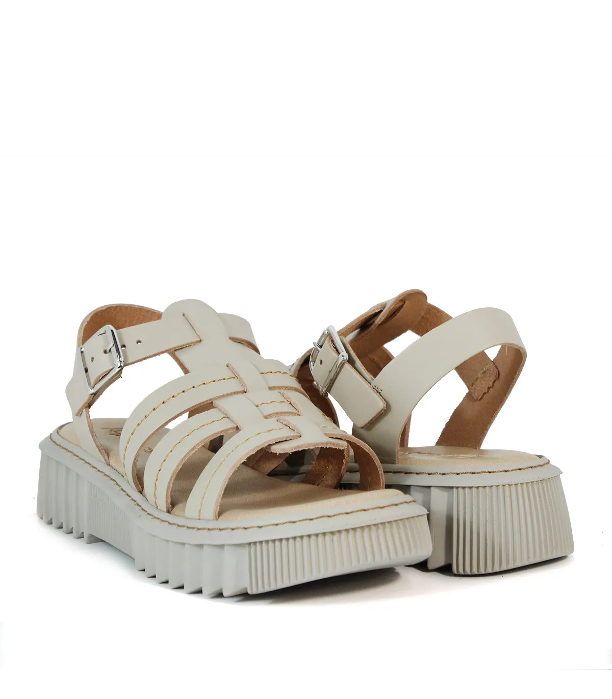 SANDALIAS DE PIEL ESPARTANAS BEIGE APLAUSO 5432