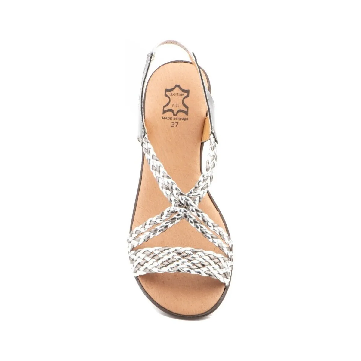 Sandalias plata de piel de mujer by