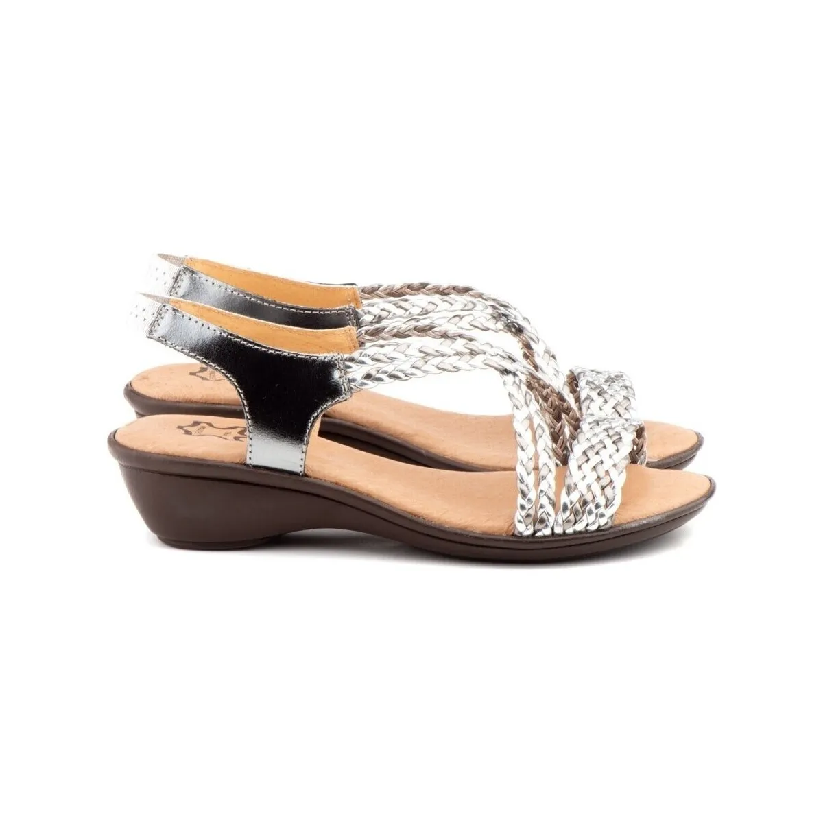 Sandalias plata de piel de mujer by