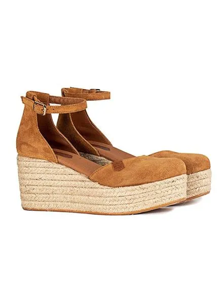 Sandalias Popa Cantalar Serraje Camel Para Mujer