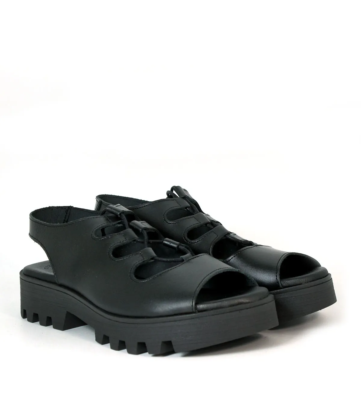 SANDALIAS TRACK DE PIEL APLAUSO 546 NEGRO