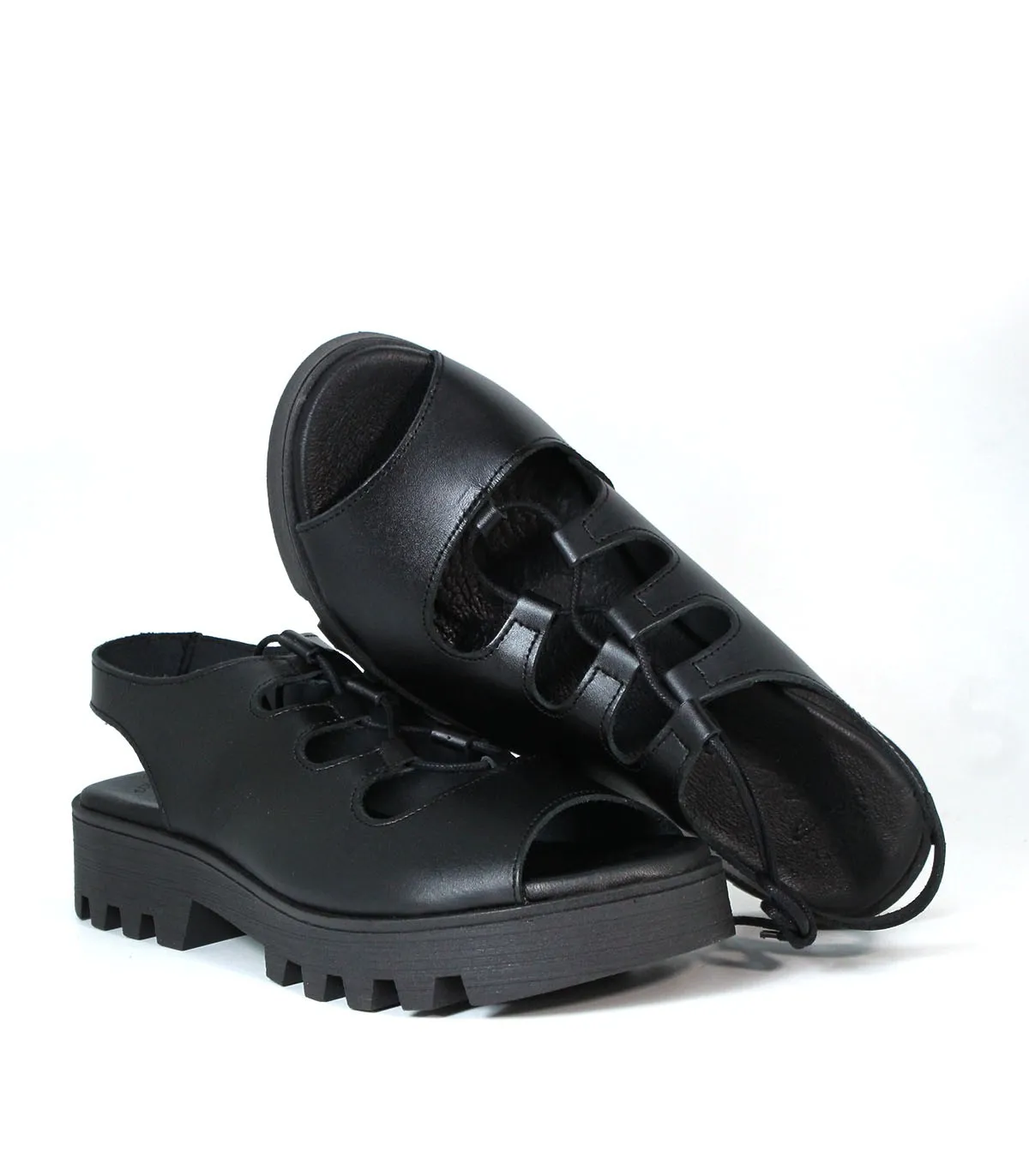 SANDALIAS TRACK DE PIEL APLAUSO 546 NEGRO