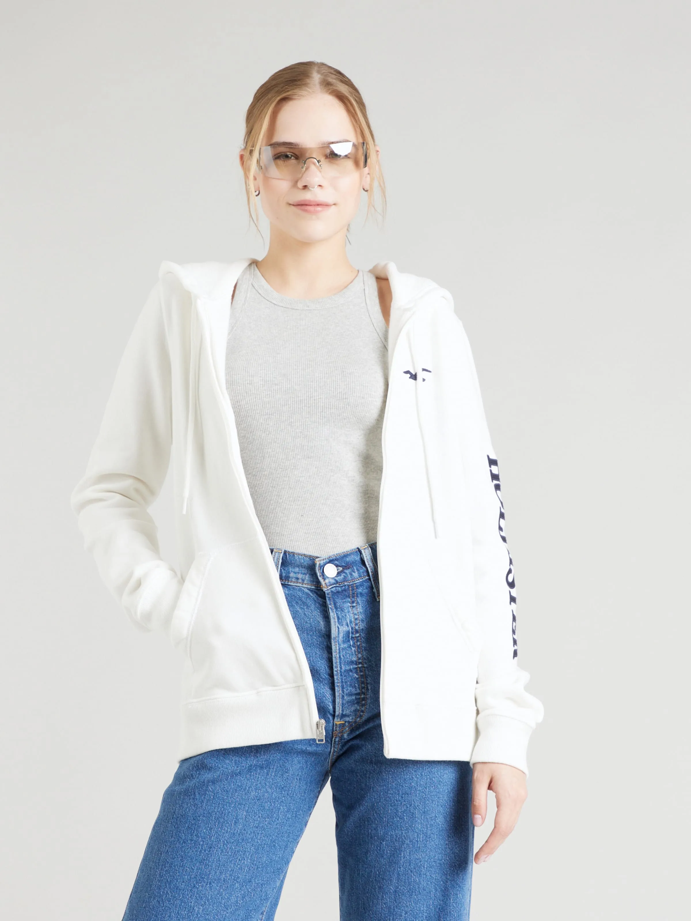 Sudadera con cremallera 'TECH' HOLLISTER en Blanco