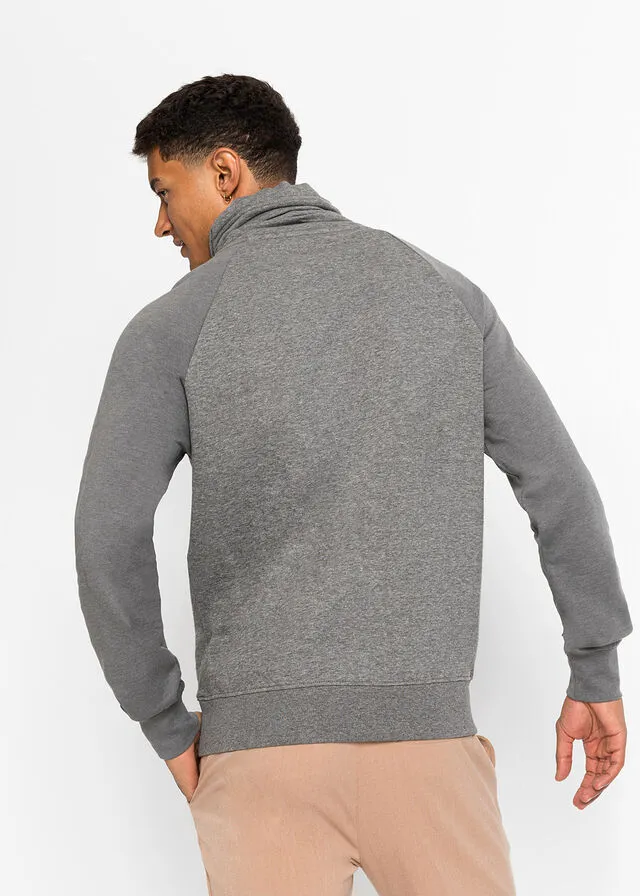 Sudadera con cuello tipo chal Gris jaspeado-gris ahumado