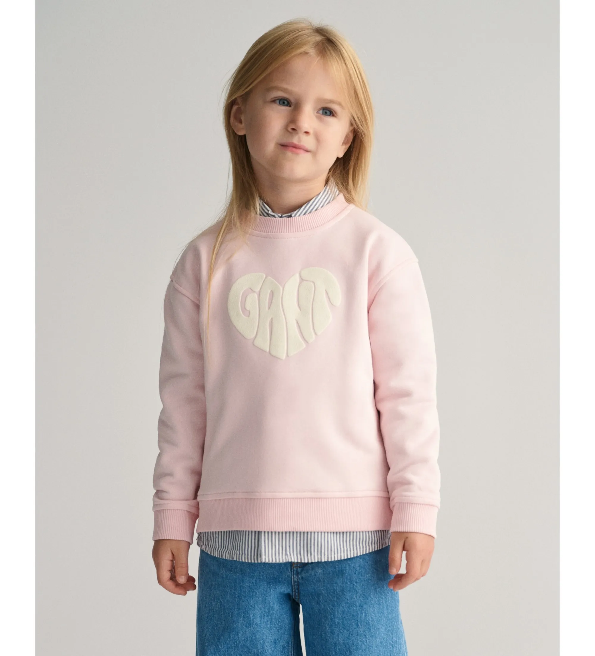 Sudadera de cuello redondo Heart Graphic rosa