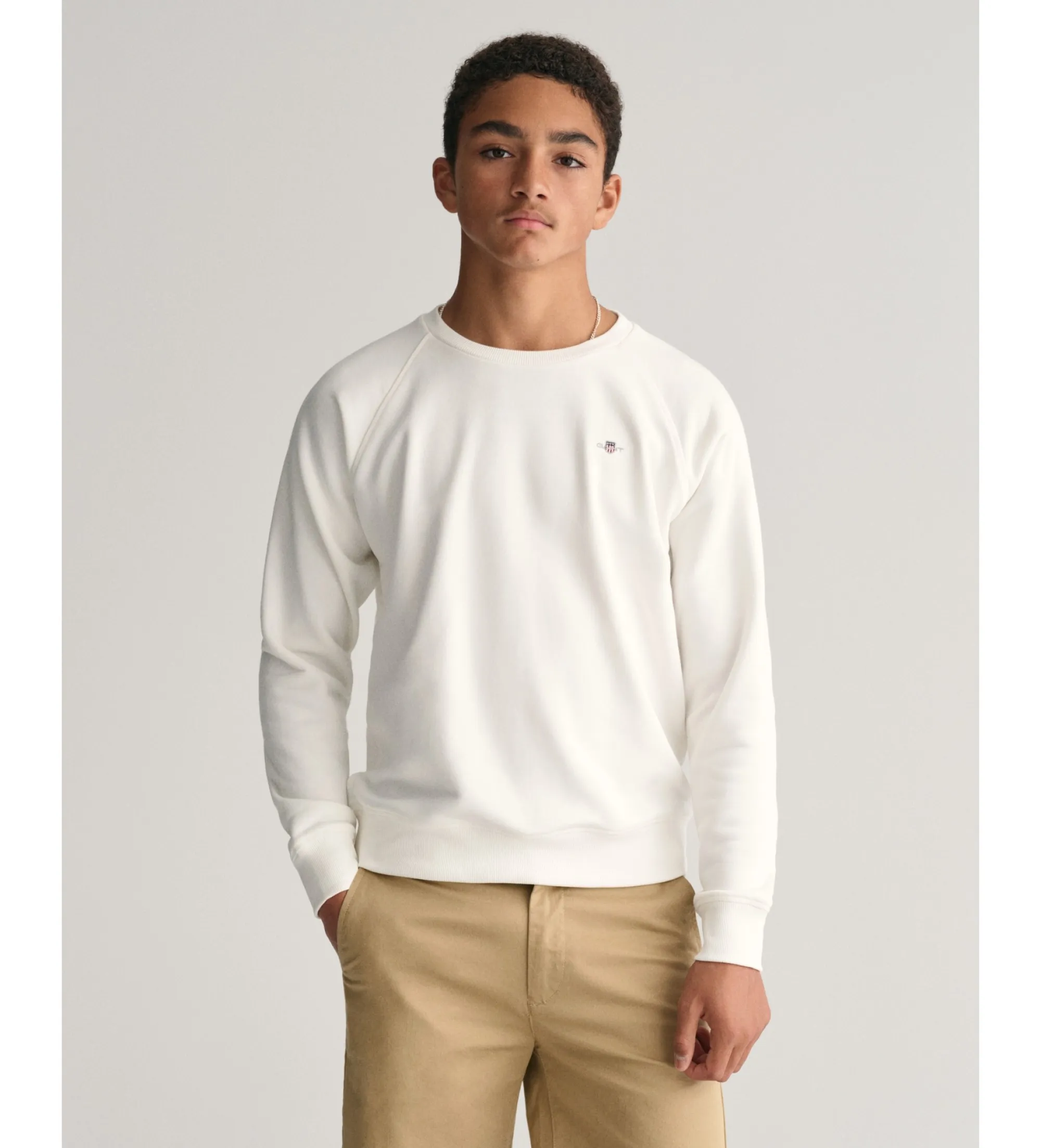 Sudadera de cuello redondo Shield blanco